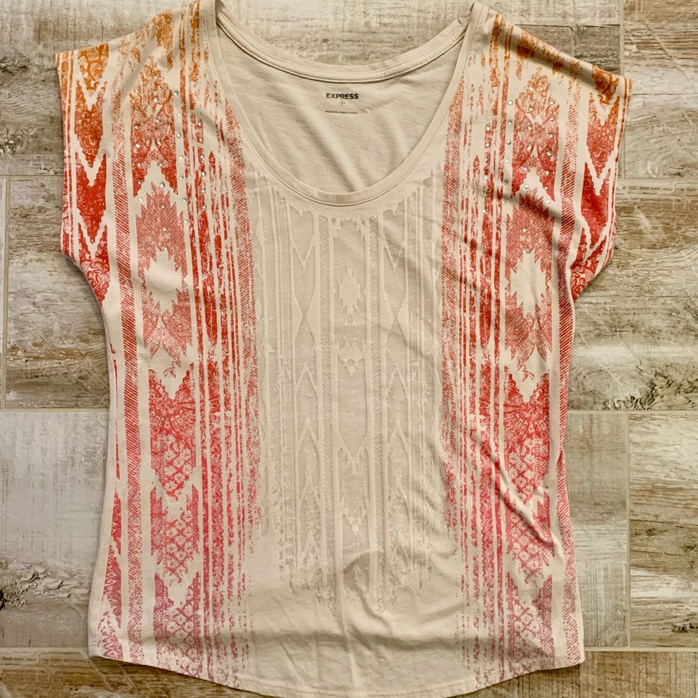 Tan & Orange Aztec Express tee